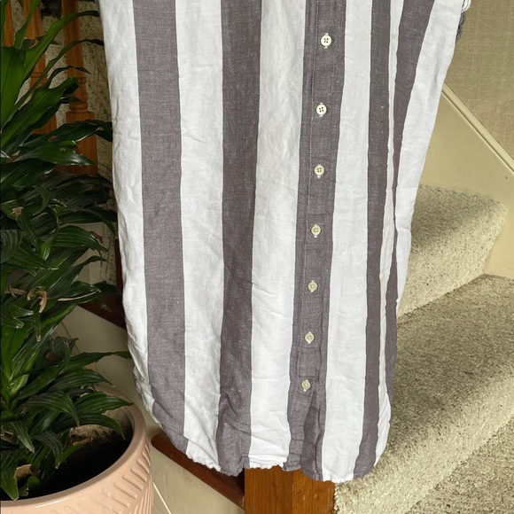 Madewell Coastal Stripe Button Down Linen Dress - Picture 4 of 11